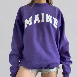 Vintage Maine Crewneck Sweatshirt Purple Cotton L